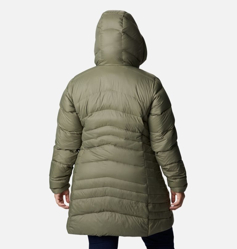 Women's Columbia Autumn Park Hooded Mid Down Jackets Olive | Plus Size CA-H1LA6